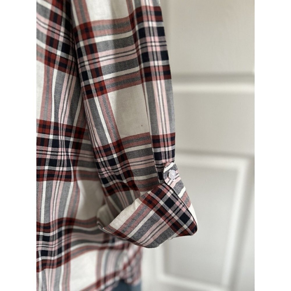 BARBOUR Bethwin Long Sleeve Button Up Shirt White Cloud Check Plaid Women Sz 14 - Picture 4 of 14